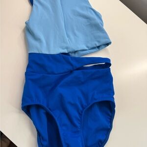 Two-Tone Blue Dance leotard